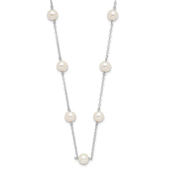14k White Gold 5.5-6.5mm Near Round White Freshwater Cultured Pearl 12-station 18 inch Necklace