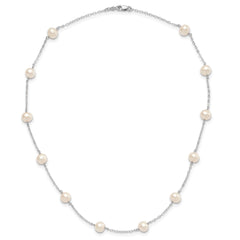 14k White Gold 5.5-6.5mm Near Round White Freshwater Cultured Pearl 12-station 18 inch Necklace