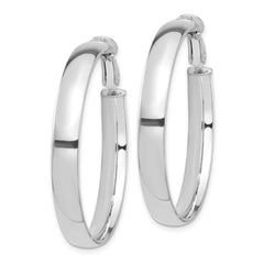 14k White Gold High Polished 5mm Omega Back Hoop Earrings - 3