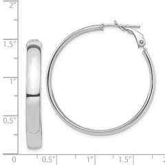 14k White Gold High Polished 5mm Omega Back Hoop Earrings - 3