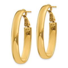 14k 5.75mm Oval Omega Back Hoop Earrings - 2