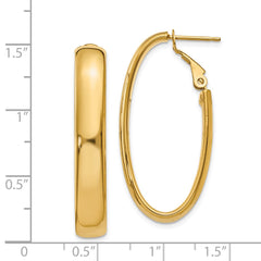 14k 5.75mm Oval Omega Back Hoop Earrings - 2