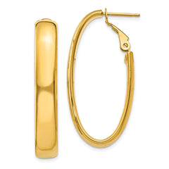 14k 5.75mm Oval Omega Back Hoop Earrings - 2