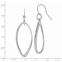 14K White Gold Textured Twisted Dangle Shepherd Hook Earrings