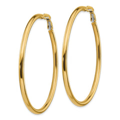 14k 3x50mm Polished Round Omega Back Hoop Earrings