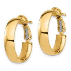 14k High Polished 5mm Omega Back Hoop Earrings - 2