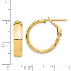 14k High Polished 5mm Omega Back Hoop Earrings - 2