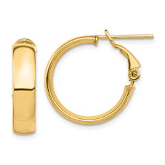 14k High Polished 5mm Omega Back Hoop Earrings - 2