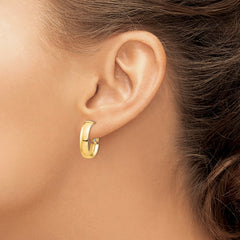 14k High Polished 5mm Omega Back Oval Hoop Earrings - 2