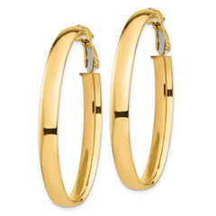 14k High Polished 5mm Oval Omega Back Hoop Earrings - 2