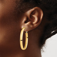 14k High Polished 5mm Oval Omega Back Hoop Earrings - 2