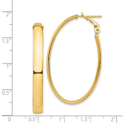 14k High Polished 5mm Oval Omega Back Hoop Earrings - 2