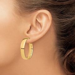 14k High Polished 7mm Omega Back Hoop Earrings - 2