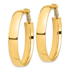 14k High Polished 7mm Omega Back Hoop Earrings - 3