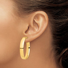 14k High Polished 7mm Omega Back Hoop Earrings - 3