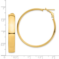 14k High Polished 7mm Omega Back Hoop Earrings - 3