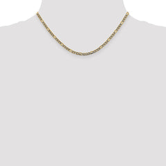 14K 16 inch 3.2mm Semi-Solid with Rhodium Pavâ Figaro with Lobster Clasp Chain