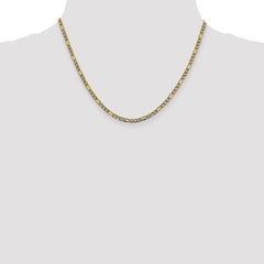 14K 18 inch 3.2mm Semi-Solid with Rhodium Pavâ Figaro with Lobster Clasp Chain