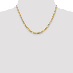 14K 18 inch 3.9mm Semi-Solid with Rhodium Pavâ Figaro with Lobster Clasp Chain