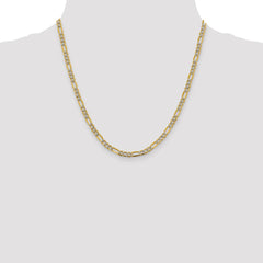 14K 20 inch 3.9mm Semi-Solid with Rhodium Pavâ Figaro with Lobster Clasp Chain