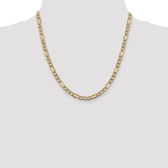 14K 20 inch 5.25mm Semi-Solid with Rhodium Pavâ Figaro with Lobster Clasp Chain