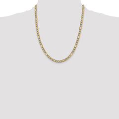 14K 22 inch 5.25mm Semi-Solid with Rhodium Pavâ Figaro with Lobster Clasp Chain