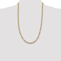 14K 26 inch 5.25mm Semi-Solid with Rhodium Pavâ Figaro with Lobster Clasp Chain