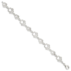 Sterling Silver Polished Paw Print Bracelet - 2