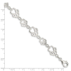 Sterling Silver Polished Paw Print Bracelet - 2