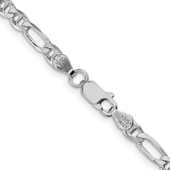 Sterling Silver Rhodium-plated 3.75mm Figaro Anchor Chain - 5