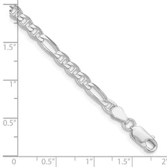 Sterling Silver Rhodium-plated 3.75mm Figaro Anchor Chain - 3