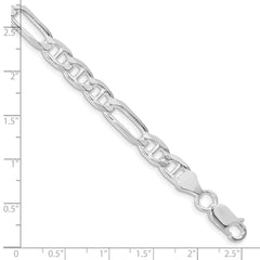 Sterling Silver Rhodium-plated 6.5mm Figaro Anchor Chain - 4