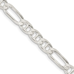 Sterling Silver 6.5mm Figaro Anchor Chain - 7