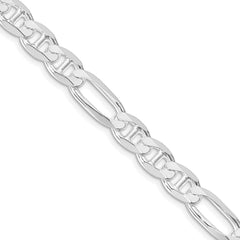Sterling Silver Rhodium-plated 7.5mm Figaro Anchor Chain - 4