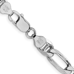 Sterling Silver Rhodium-plated 8.25mm Figaro Anchor Chain - 5