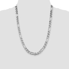 Sterling Silver Rhodium-plated 8.25mm Figaro Anchor Chain - 5
