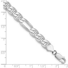 Sterling Silver Rhodium-plated 8.25mm Figaro Anchor Chain - 2