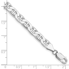 Sterling Silver Rhodium-plated 6.5mm Flat Anchor Chain - 5