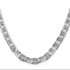 Sterling Silver Rhodium-plated 7mm Flat Anchor Chain - 5