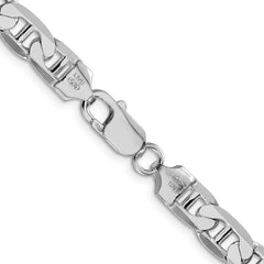 Sterling Silver Rhodium-plated 7mm Flat Anchor Chain - 5