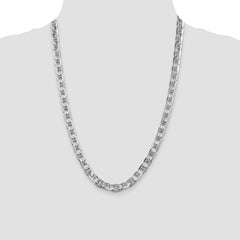 Sterling Silver Rhodium-plated 7mm Flat Anchor Chain - 5
