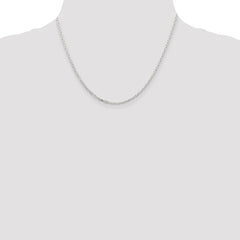 Sterling Silver 2.2mm Diamond-cut Long Link Cable Chain - 5