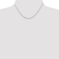 Sterling Silver Rhodium-plated 2.2mm Diamond-cut Long Link Cable Chain - 7