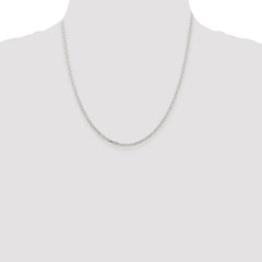Sterling Silver Rhodium-plated 2.2mm Diamond-cut Long Link Cable Chain - 8