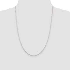 Sterling Silver Rhodium-plated 2.2mm Diamond-cut Long Link Cable Chain