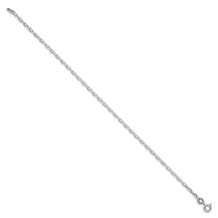Sterling Silver Rhodium-plated 2.2mm Diamond-cut Long Link Cable Chain - 6