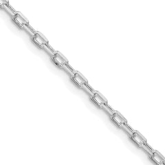 Sterling Silver Rhodium-plated 2.2mm Diamond-cut Long Link Cable Chain - 7