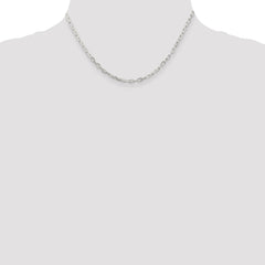Sterling Silver 2.9mm Diamond-cut Long Link Cable Chain - 5