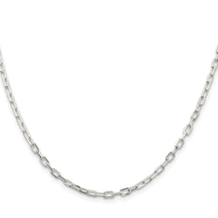 Sterling Silver Rhodium-plated 2.9mm Diamond-cut Long Link Cable Chain - 7