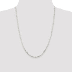 Sterling Silver Rhodium-plated 2.9mm Diamond-cut Long Link Cable Chain - 6
